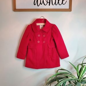 NWOT Old Navy Toddler Button-Up Peacoat In Red 4T